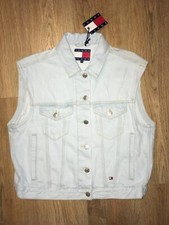 Tommy Hilfiger Size 8 (s) Womens Denim Vest Light Bleach Blue Bnwt Rrp £195