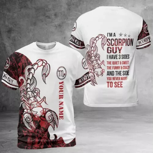 Red Scorpion Tattoo Bithday Gift 3D All Over Print T-Shirt Sizes S-5XL