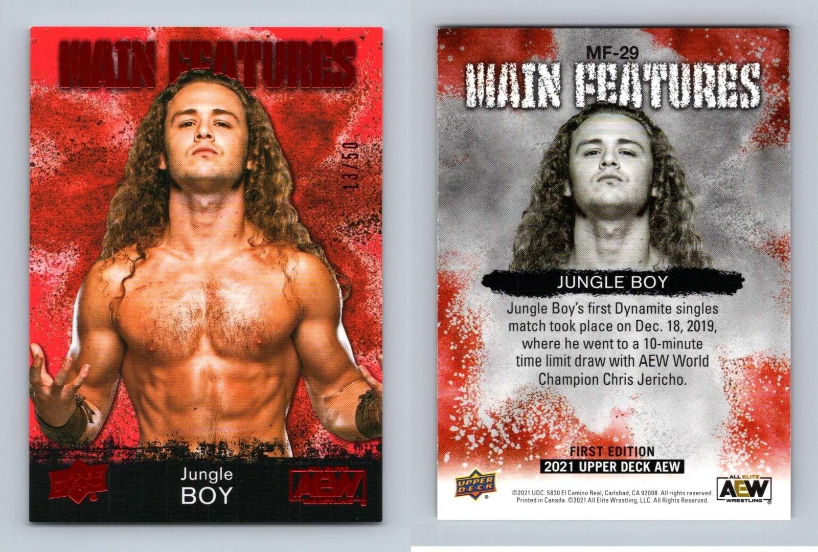 Jungle Boy #MF-29 AEW 1a Edición 2021 UD Características Principales Tarjeta Roja Paralela #13/50