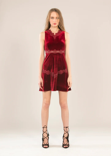 Foxiedox Velvet Dress Clearance Foxiedox Velvet Embroidered Mini Dress  Outlet Velvet