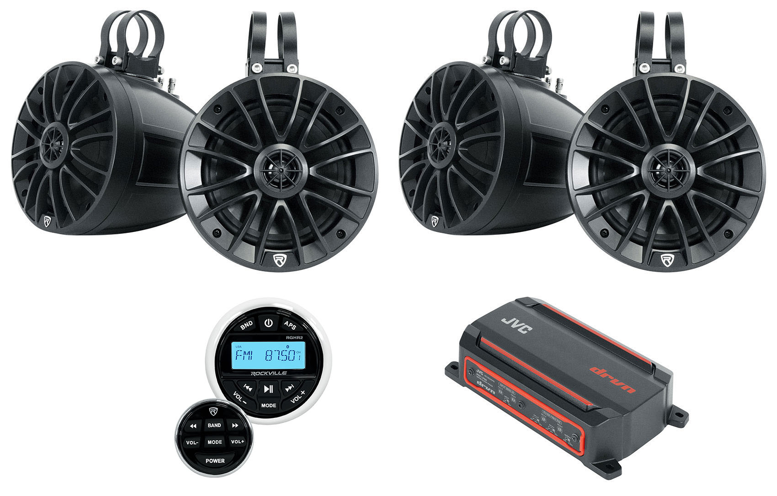 JVC KS-DR2004D 600 Вт 4-канальный усилитель для квадроцикловUTV 4 65-дюймовые колонки Ресивер 76690₽