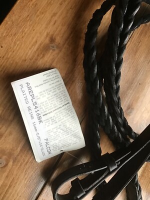 Rênes Tressées En Cuir Noir Jeffries Falcon – 5/8 De Large, 54 Pouces – Neuves