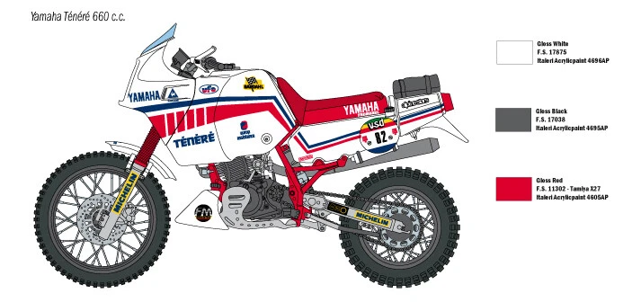 Modellino moto 1/9 yamaha tenere 660 cc 1986 italeri 4642 scala 1:9 modellismo - Immagine 3 di 4