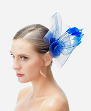 Royal Blue Feather Wedding Fascinator Woman Headpiece Formal Tea Event Party