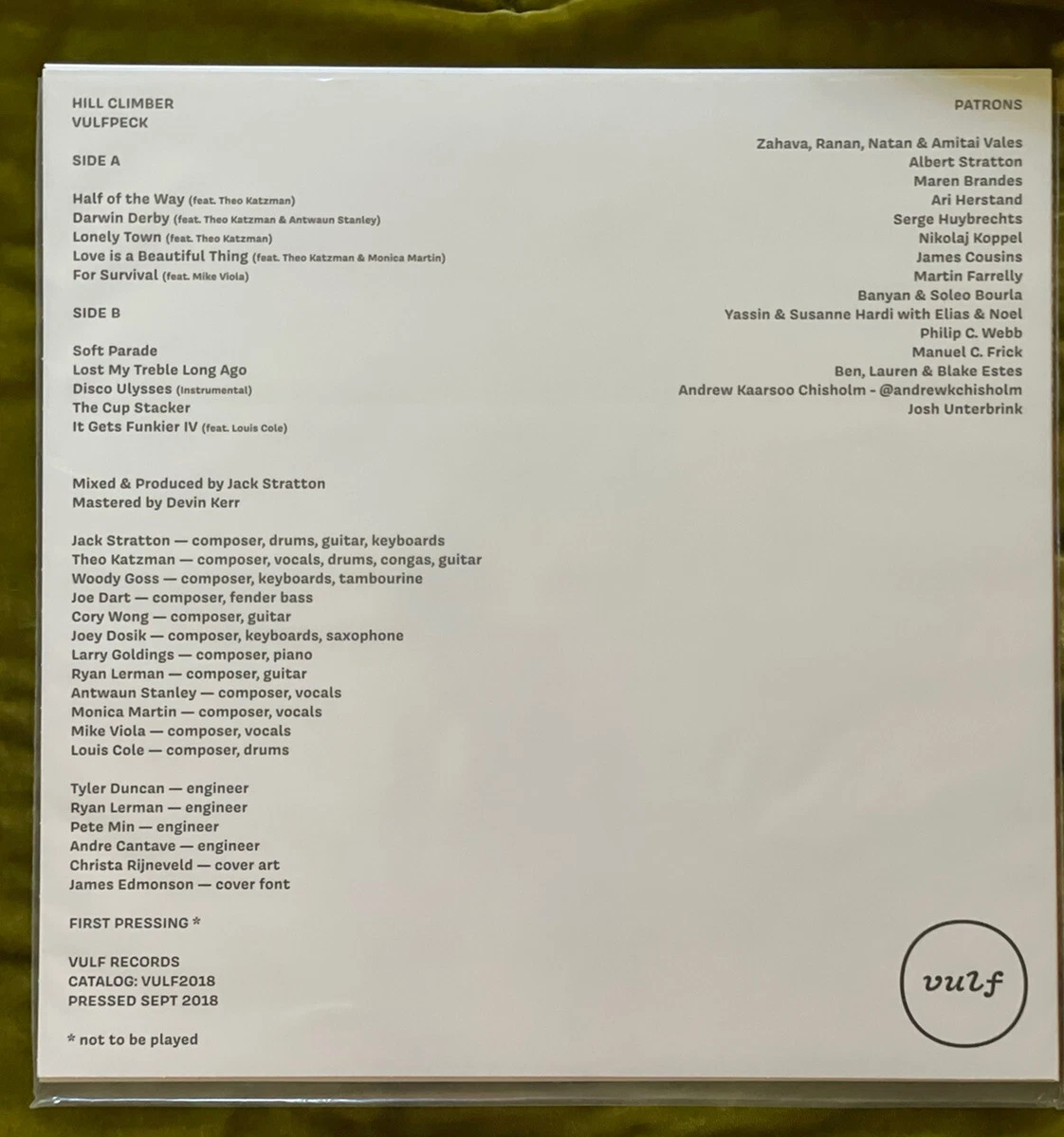【希少】ヴルフペック Vulfpeck「HILL CLIMBER」LPレコード Vulfpeck – Hill Climber – Vinyl (LP, Album), 2018 [r12950969
