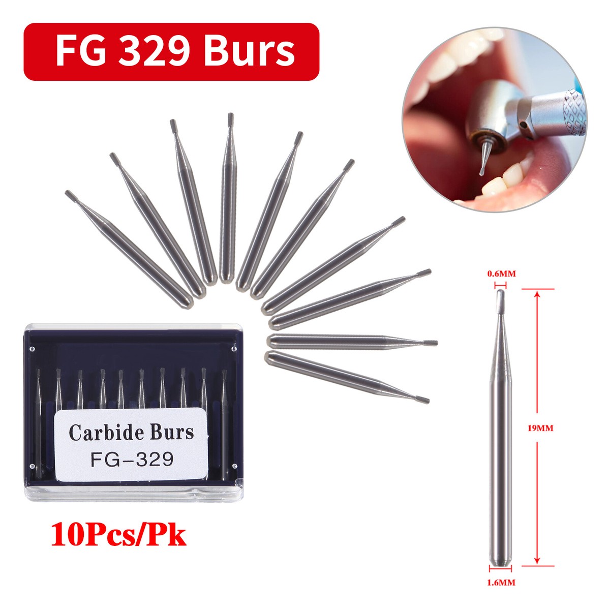 330 Burs Carbide Burs FG #329 Pear (100) - ISmile Dental Products ...