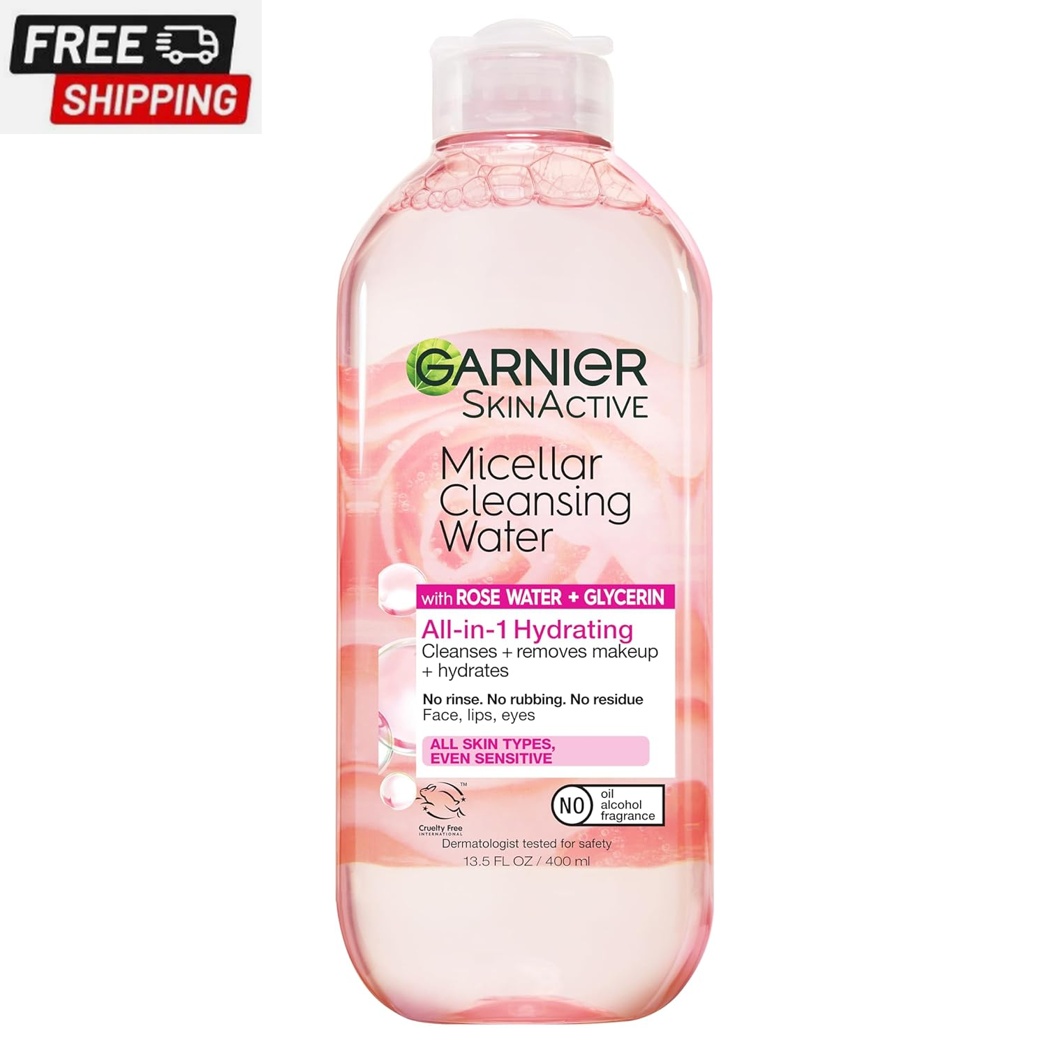 Micellar Water with Rose Water and Glycerin, Hydrating Facial Cleanser & Makeup-image