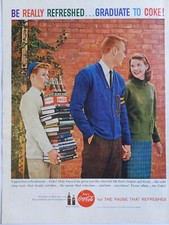 1959 vintage Coca-Cola print ad, be really refreshed.. graduate to Coke