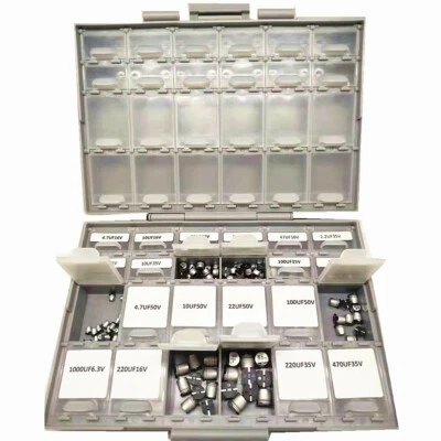 AideTek 24 Value 410pcs SMD Aluminum Electrolytic Capacitor Assortment Box-ALL