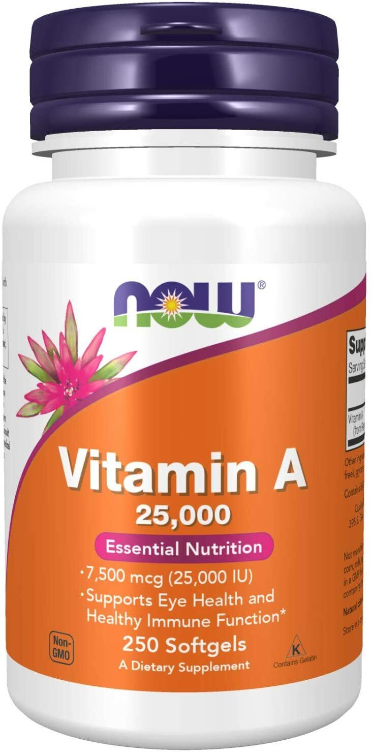NOW Foods Vitamin A, 25,000 IU, 250 Softgels