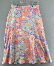 Patchington Womens Skirt 10 Peach Floral USA MADE Floral Tea Skirt
