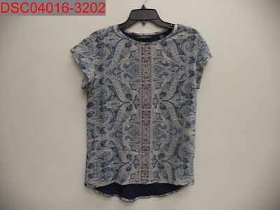 Pre-Owned - Esprit Women's Navy Paisley Print Top with Knit Back, Size M