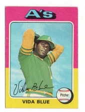 VIDA BLUE OAKLAND ATHLETICS #510 1975 TOPPS EX CREASE FREE CLEAN