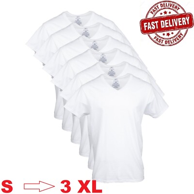 George Men's ultra soft V-Neck T-shirts , 6-Pack Size FROM S To 3XL