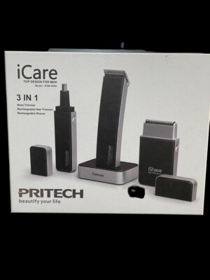 Pritech 3in1 iCare Bart-Haarschneider Nasentrimmer Rasierer Herren XXL SET  