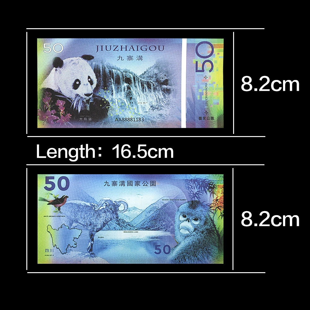 10pcs 50 Yuan Chinese Panda Paper Money Cute Animal Novelty UNC Notes Collection - Picture 6 of 8