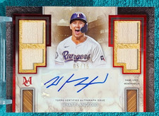 2025 Topps Museum Wyatt Langford Signature Swatches Quad Relic 05/15 Rangers