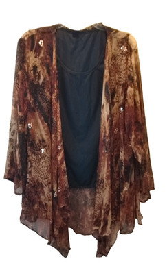 Signature JMB 3X Sheer Brown/cream 2 layer sequined attached tank Top MAR421
