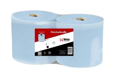 2x Putztuchrolle 3-lagig blau 33x36cm Putzrolle 1000 Blatt Putzpapier FSC