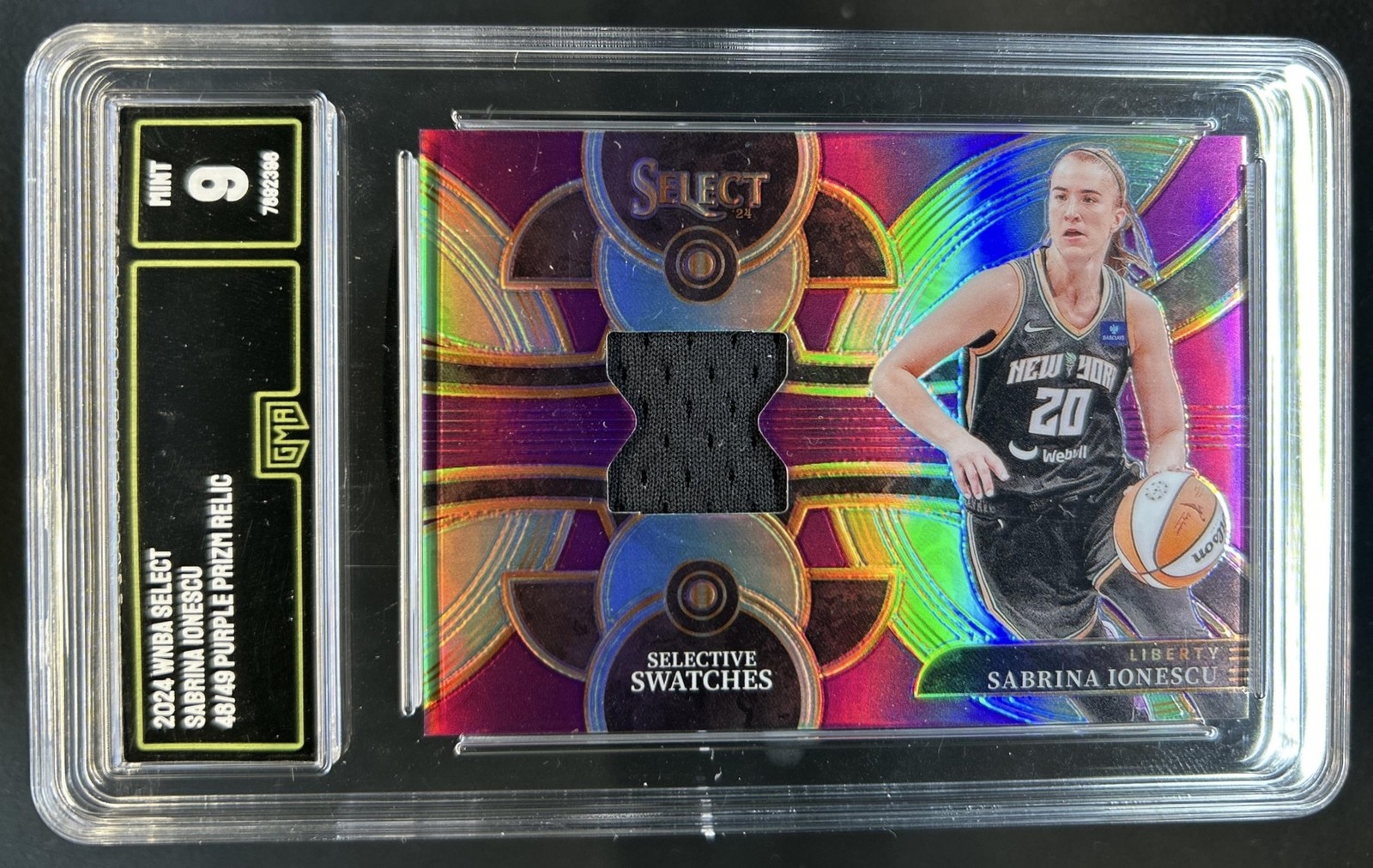 2024 Select WNBA Sabrina Ionescu Selective Jersey Purple Prizm #/49 GMA 9