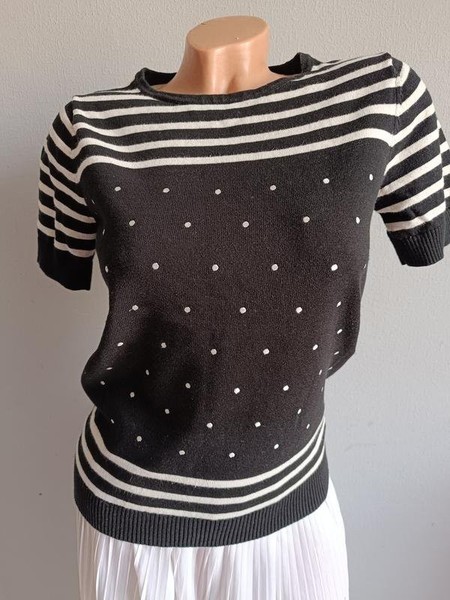 Women Laura Ashley Sweater Black Cotton 34 / XS / #A1DF