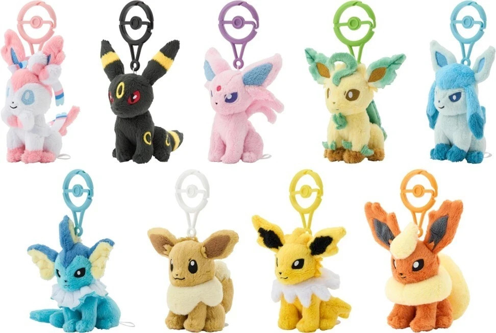 NEW Pokémon Eevee & Eeveelutions Plush Keychain Mascot Set of 9