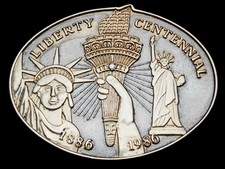 KL05155 VINTAGE 1986   LIBERTY CENTENNIAL 1886 - 1986   GOLDTONE BELT BUCKLE