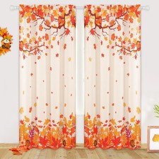 Fall Curtains for Living Room - Thanksgiving Maple Leaves 2 Panels Set, 84 In...