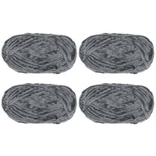 4pcs Velvet Yarn Soft Chenille Yarn 4x100g/14.1oz 347yds Dark Grey