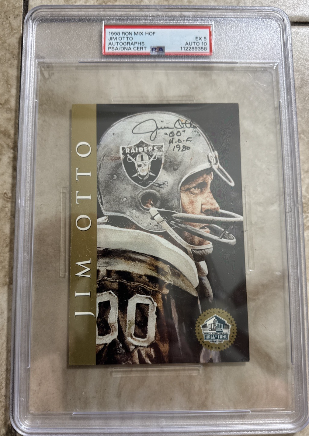 Jim Otto Autographed Signed Oakland Raiders 1998 HOF Card " 00" " HOF 1980 " PSA / DNA 