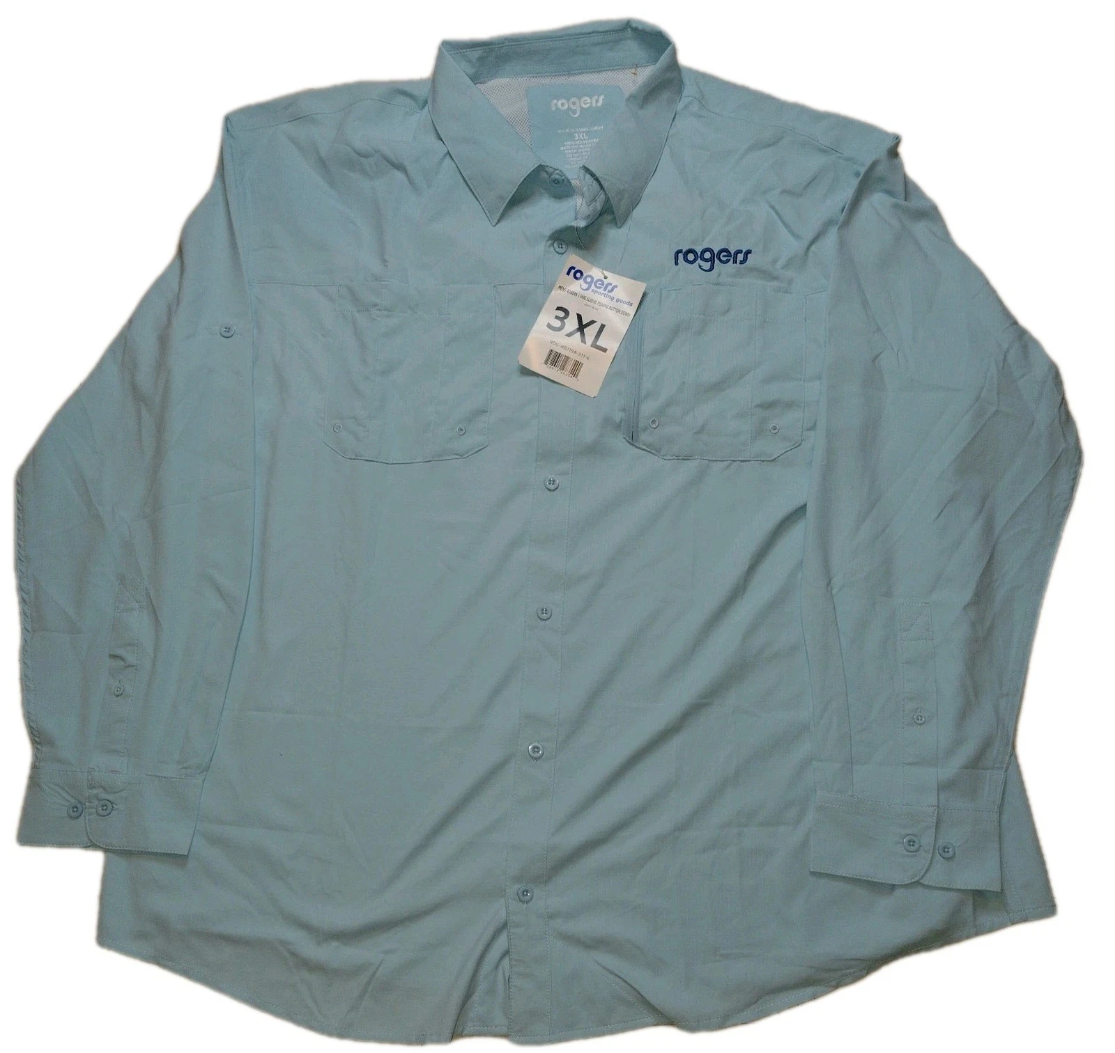 Men’s 3XL Rogers Performance Ripstop Long Sleeve Fishing Shirt New