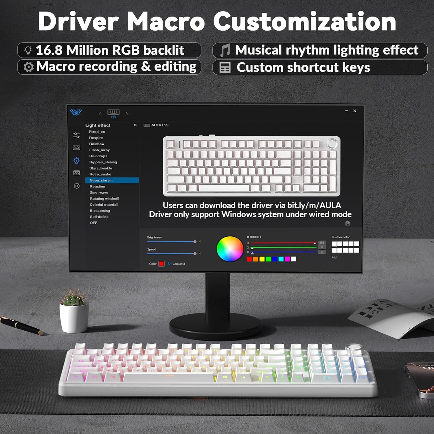 AULA F99 Pro Wireless Mechanical Keyboard Tri-Mode RGB Backlit Gaming Keyboards