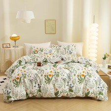 ECOCOTT Floral Duvet Cover Sets Queen Size,3 Pieces 100 Natural Cotton Floral P