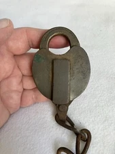 Antique Brass Padlock,Heart Shaped With Chain