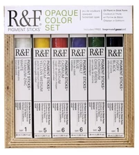 R&F Handmade Paints - Professional Oil Pigment Sticks, Opaque Set of 6