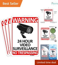 4-Pack Security Sign Aluminum No Trespassing Reflective UV Weatherproof