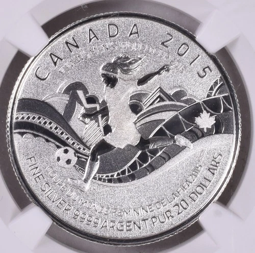 2015 Canada $20 Fifa Women's World Cup Silver 0.9999 - NGC SP70 Early Releases