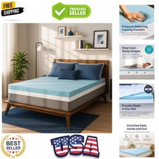 Gel Swirl Memory Foam Mattress Topper - 2 Inch, Pressure Relieving, Cooling C...