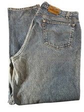 Vintage Levi's 545 Brown Tab Jeans Mens Size 42x32 Loose Fit Blue Denim 90s