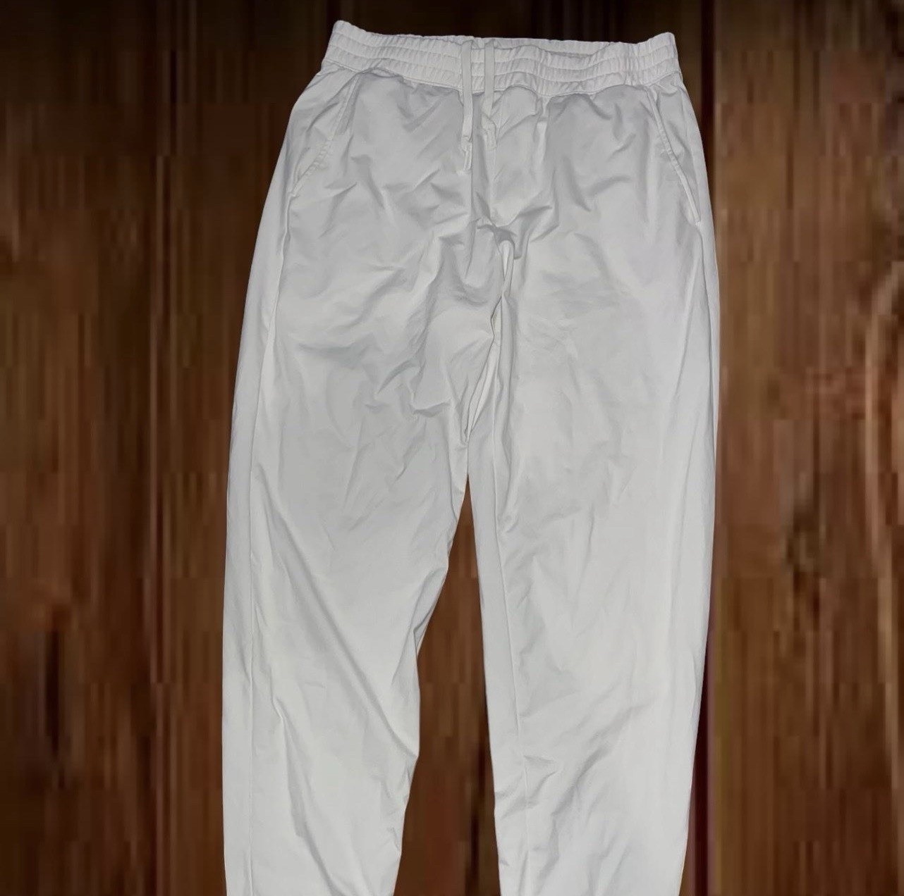 UNIQLO AIRism Men's White Jogger Pants L Drawstring Elastic Waist Tapered