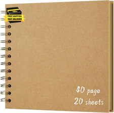 DIY Scrapbook Album 7X7 Inch, Hardcover Kraft Paper Scrap Book Photo Album, Blan