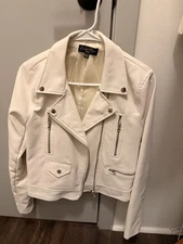 Love Tree Leather Jacket Women's Medium White Zipper