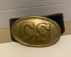 VINTAGE CIVIL WAR CS CONFEDERATE STATES BELT & BUCKLE 42 INCH USED REPRODUCTION