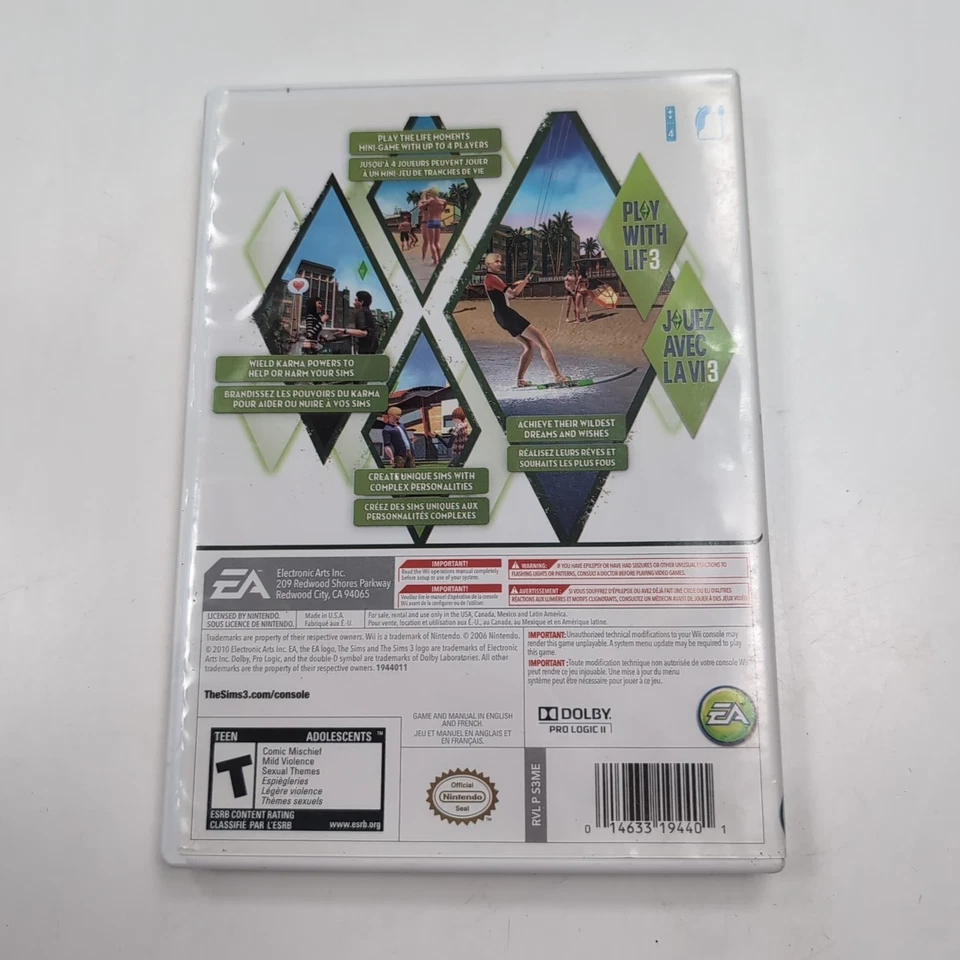 The Sims 3 (Nintendo Wii, 2010) Complete and Tested - Image 2 of 4