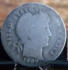 1907 Silver BARBER DIME  CIRCULATED