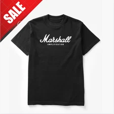 Marshall Amp Logo T-Shirt Vintage Rock Music Guitar Merch Retro Style Streetwear