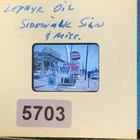 Vintage 35mm Slide Zephyr Oil Gas Station Sidewalk Sign Space Toys Ad