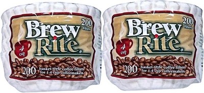 Brew Rite 4 Cup Coffee Basket Disposable Filters Paper 400 Count