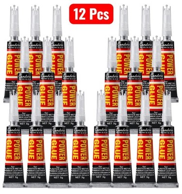 12 Stück Sekundenkleber extra stark Qualitätskleber Kunststoff Glas Gummi Leder 3g