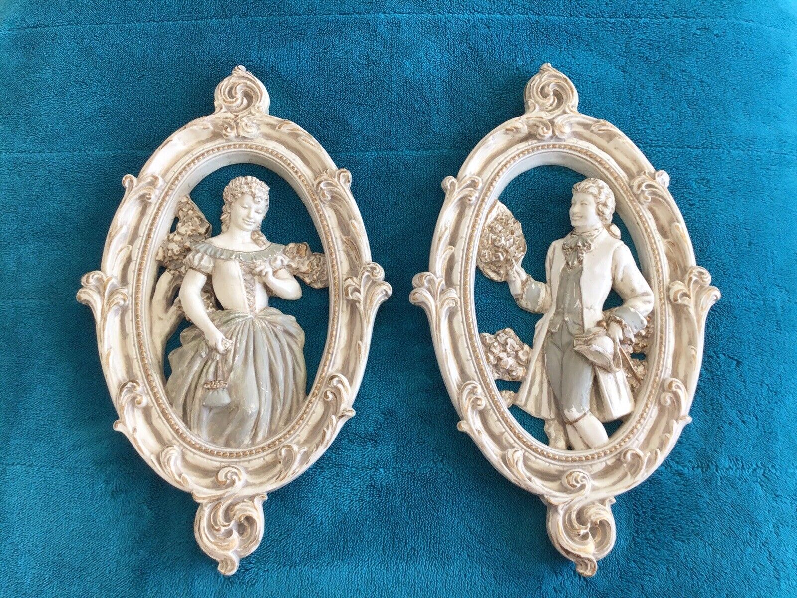 Vintage Ceramic or porcelain Victorian Couple 3D Wall Decor